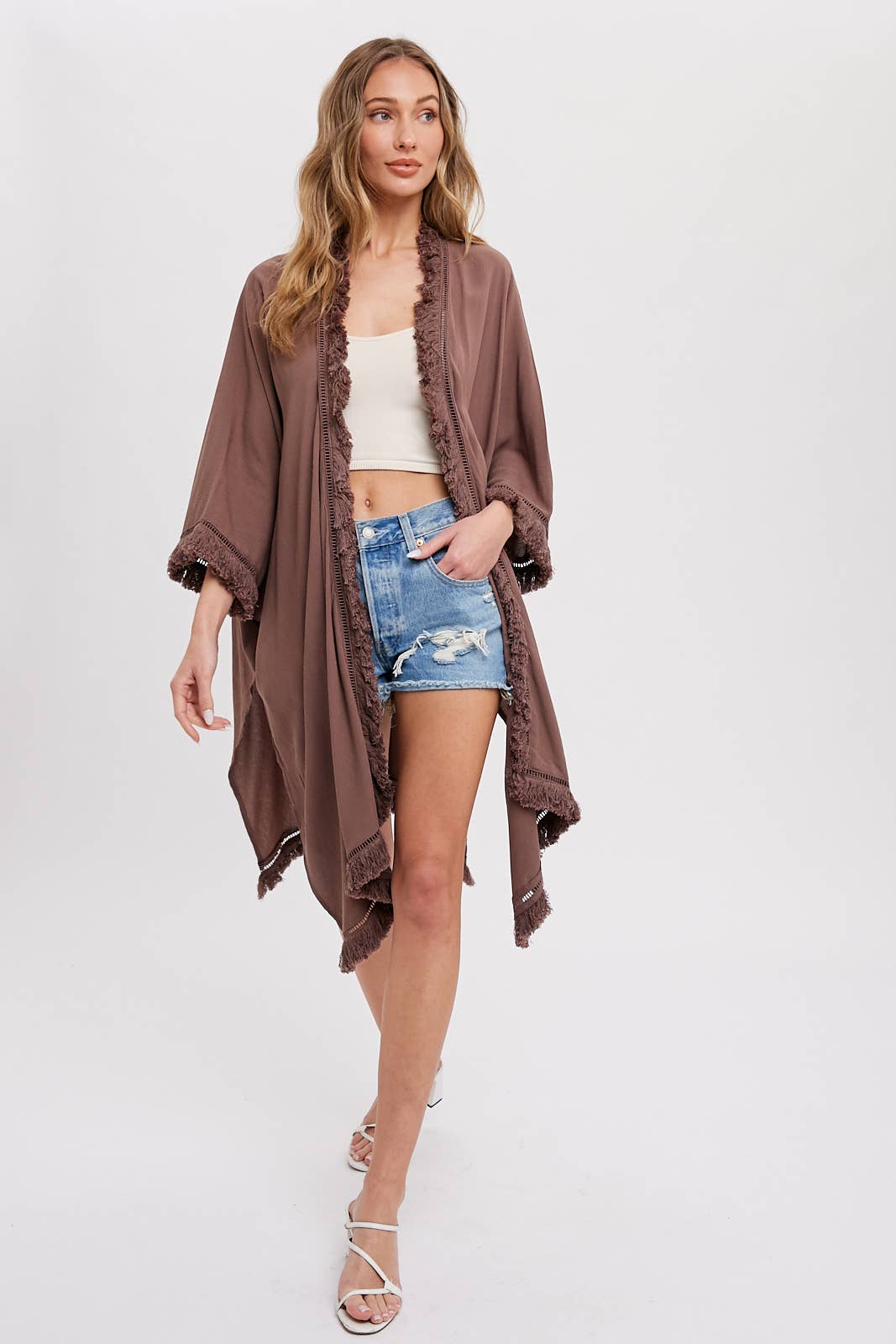 Bluivy - Vente Kimono – femme - kimono ample avec franges9