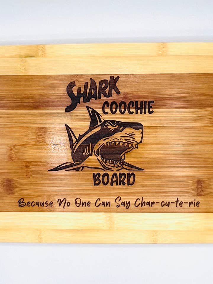 Shark Coochie Engraved on Bamboo (Two Tone) Board for wholesale by Lexo Creations