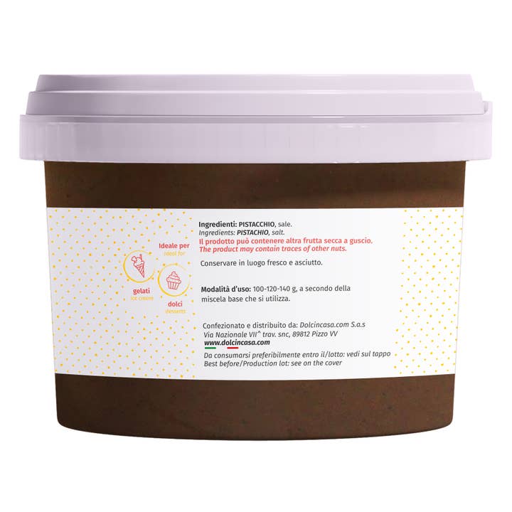 Dolcincasa.com - Wholesale Pasta - 100% Pure Sicilian Pistachio Paste without Colorants - 500 gr
