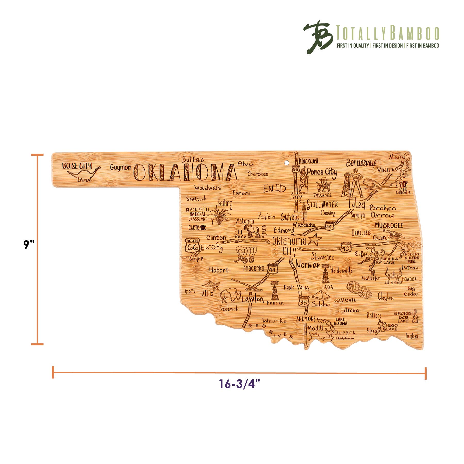 Totally Bamboo - Wholesale Cutting Board - Destination Oklahoma Cutting Board with Engraved Artwork5