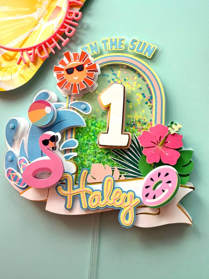 Décoration de gâteau "Un au soleil" 1er anniversaire pour la vente par Scarlet Paperie