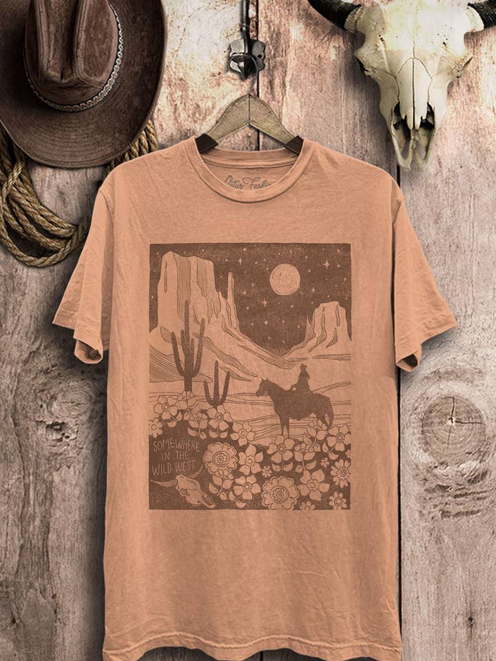 Lotus Fashion Collection - Wholesale Screen Printed T-Shirt - Women's - Somewhere In The Wild West Graphic Top