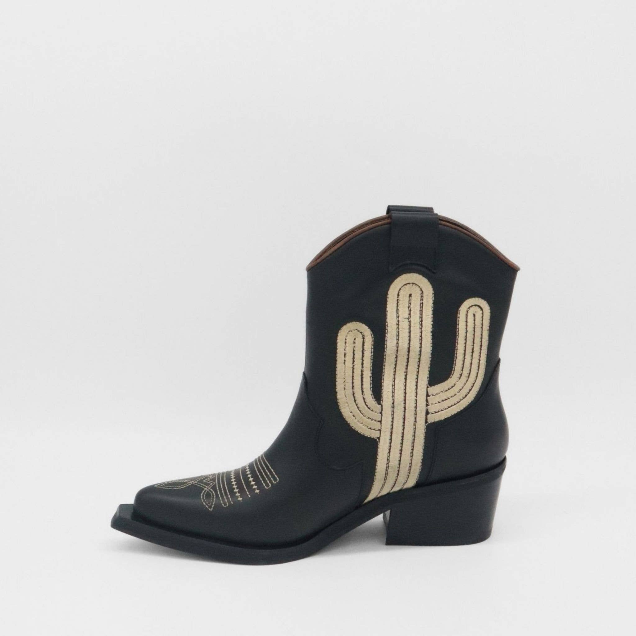 Schwarz Oasis Western Cowboy Damenstiefeletten aus schwarzem Leder für den Großhandel auf Faire8