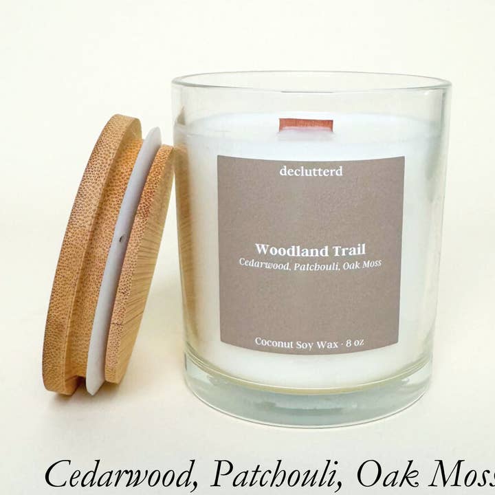 declutterd - Wholesale Jar/Filled Candle - Candle Wood Wick Woodland Trail Non Toxic Coconut Soy Wax0