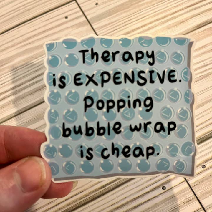 Bubble Wrap, Therapy, Vinyl Sticker for wholesale by Graceful Darkness, LLC