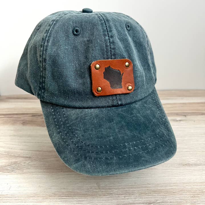 Blu Mountain Co. - Wholesale Baseball Cap - Unisex - Wisconsin Hat with Leather Patch - WI Baseball Cap