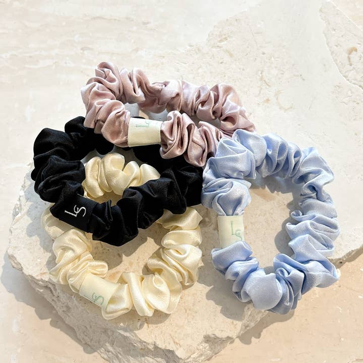 Angels Whisper Accessories - Wholesale Scrunchie - Women's - L&S Mini Silk Scrunchie 2pack in Blue&Pink
