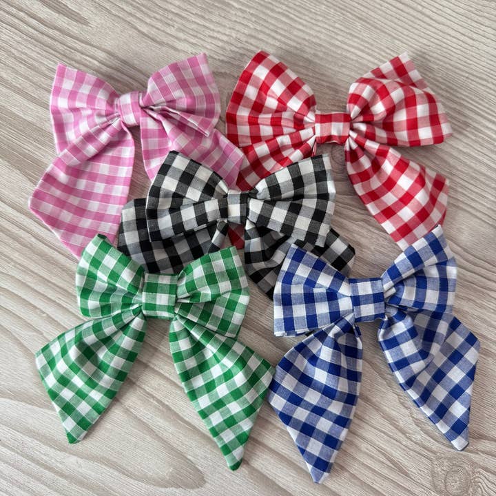 Emily's Weaving - Wholesale Hair Bow - Kids - Small Pink Gingham Bow6