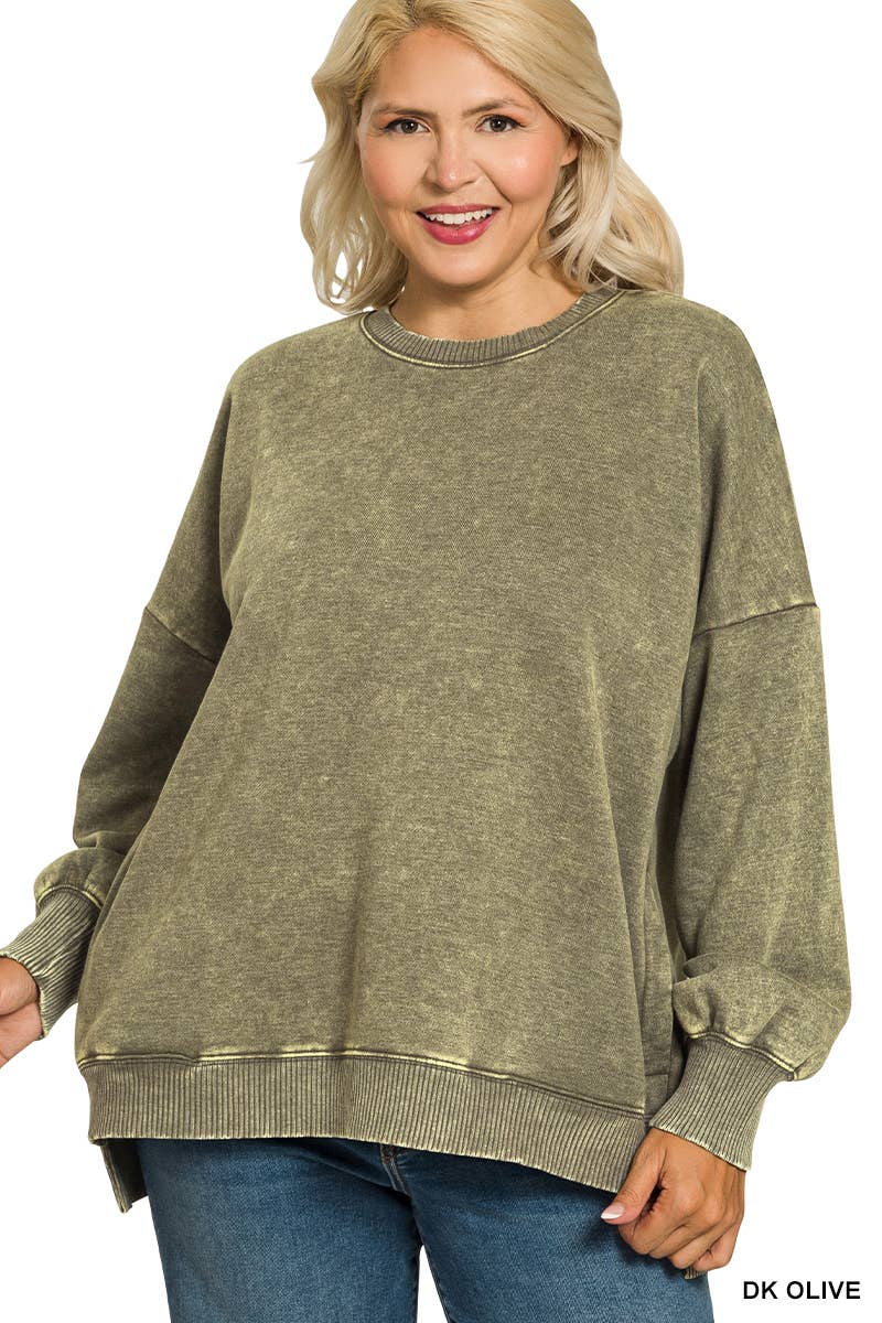 Vanilla Monkey – wholesale Sweatshirt - Dam – Plus syra tvätt fleece Hi-low fåll tröja3