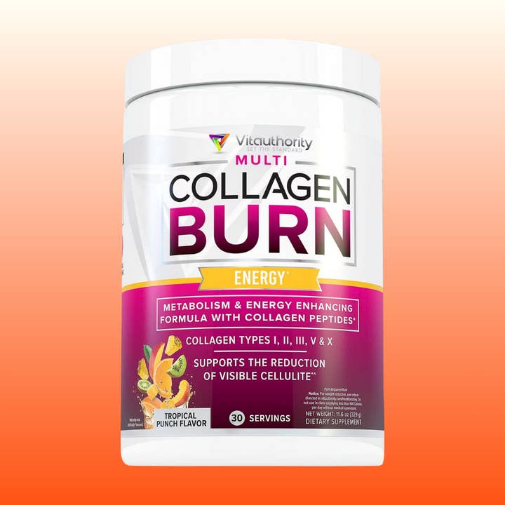 Vitauthority - Wholesale Oral Supplement/Vitamin - Multi-Collagen Burn Energy Powder: Tropical Punch, Dimpless