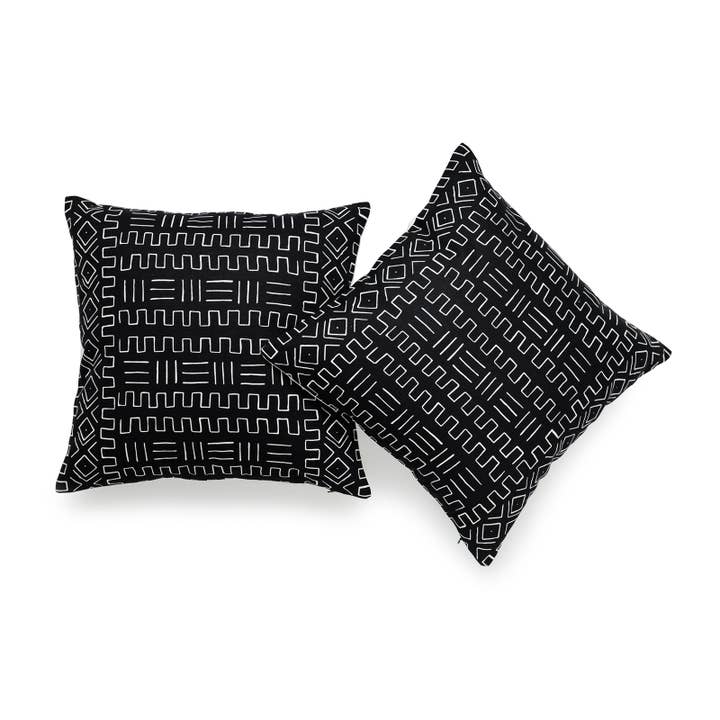 Hofdeco Mudcloth Pudebetræk Pudebetræk, Sort Geometrisk for engroshandel hos Hofdeco