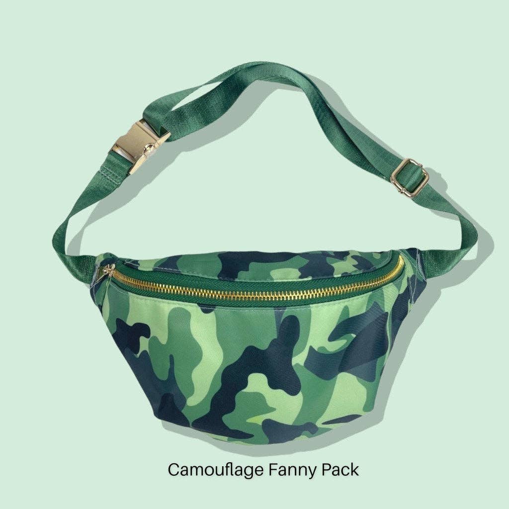 Social Grace & Company - Wholesale Belt Bag - Women's - CAMO Green Nylon Fanny Pack Womens DIY Customizable With Gli0