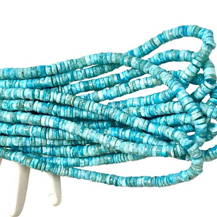 TRIVENI USA INC - Wholesale Beads - Larimar Gemstone Smooth Heishi Disc Tyre Beads Strands 7-8mm4