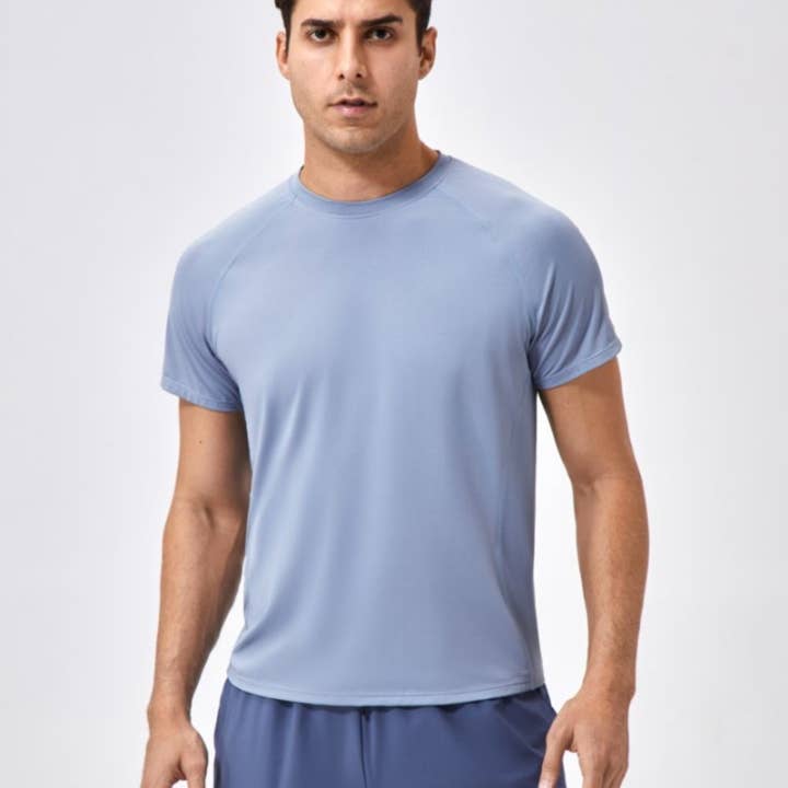 Men's Classic Crew Neck Active T-Shirt Quick-Dry Fabric for wholesale by Active by Anna-Kaci