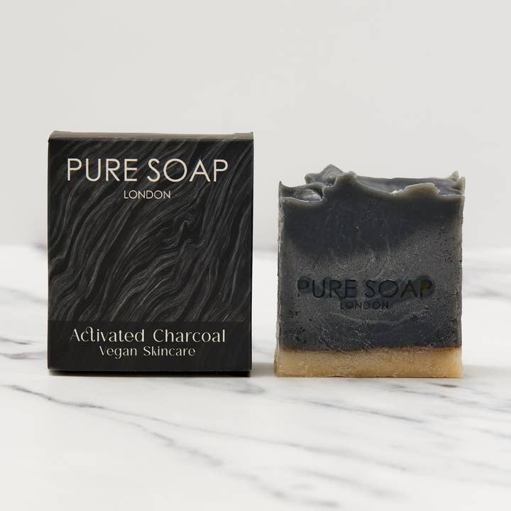 Activated Charcoal Vegan Skincare Bar for wholesale by Pure Soap London