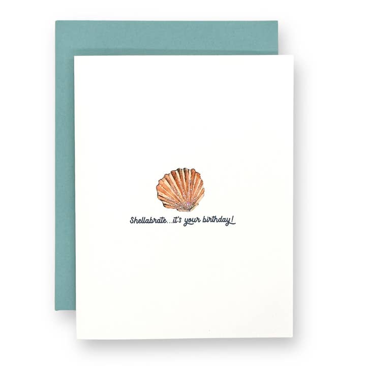 SHELLABRATE BIRTHDAY - Hand Glittered Greeting Card for wholesale by Seaside + Sunshine Greetings