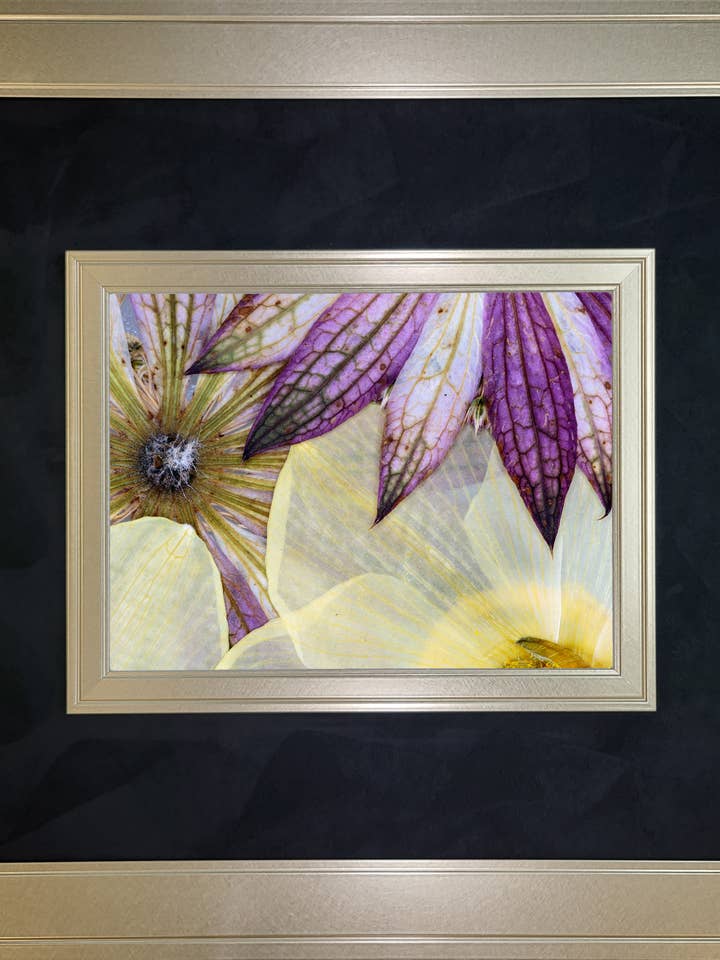 Transparent Flowers II with Swirled Gold and Fabric for wholesale by The Brightener Group