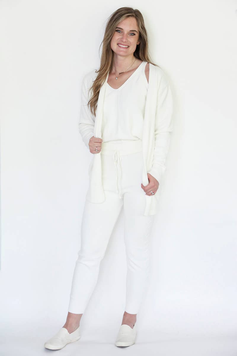 Cream LW1055 Monroe Cardigan/Jogger Set for wholesale on Faire0
