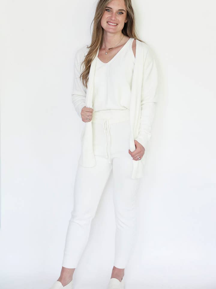 Cream LW1055 Monroe Cardigan/Jogger Set for wholesale on Faire