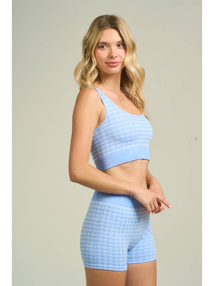 ANWND - Wholesale Lounge Set - Women's - 54984SET - GINGHAM TANK TOP & SHORTS SET5
