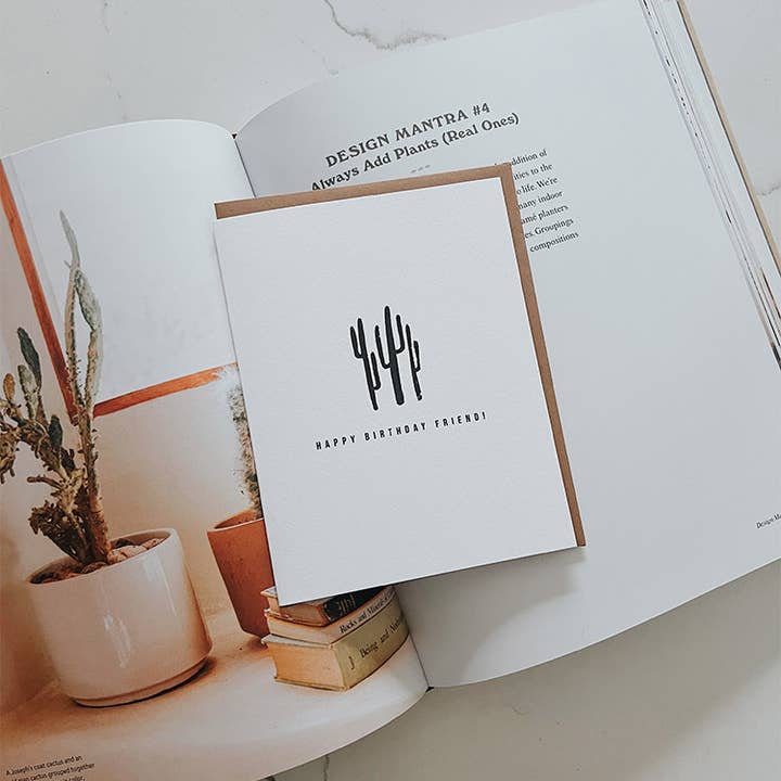 Maddon and Co – postal de parabéns por atacado – Cartão Cactus Feliz Aniversário - Preto