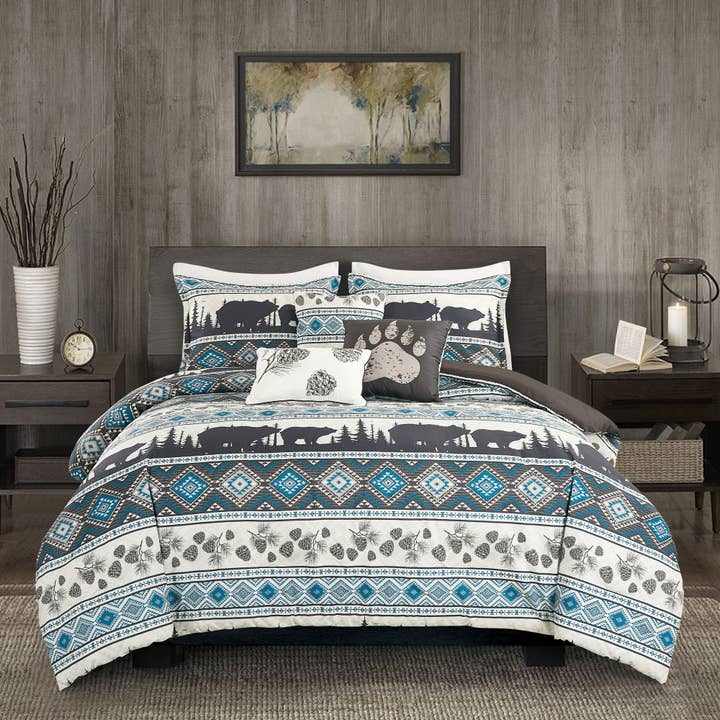 Big Bear Southwest Turquoise Aztec Comforter - 6 Piece Set for wholesale by Linen Mart