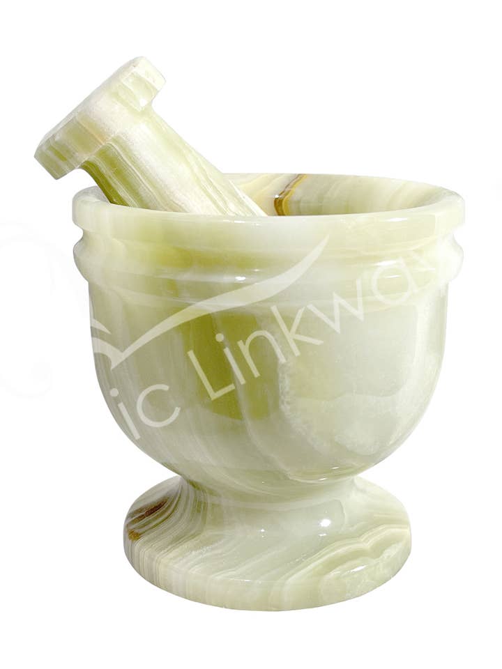 (PC)MORTAR & PESTLE - ONYX, GREEN 4" for wholesale by Oceanic Linkways Inc