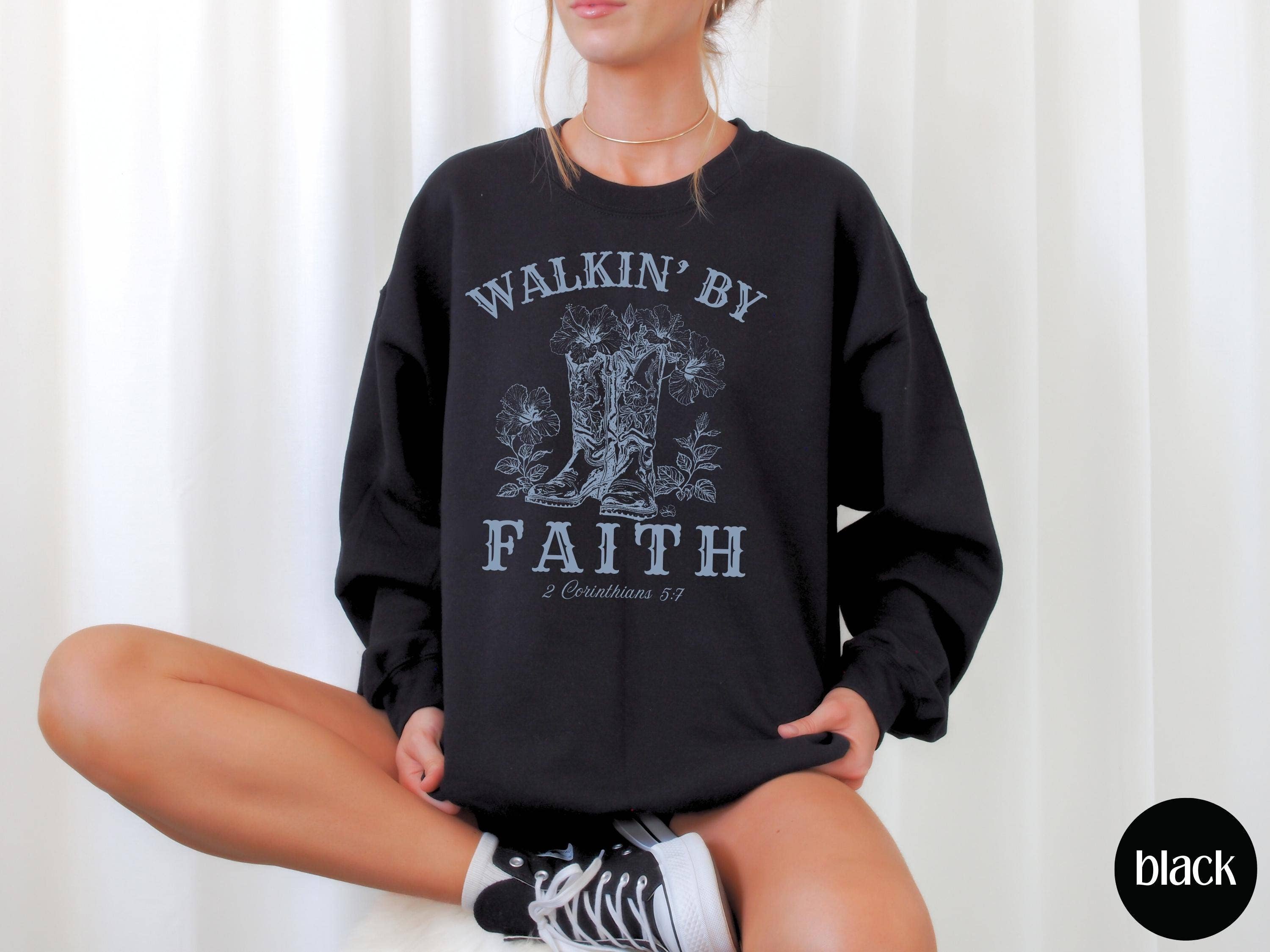 NVC Ecommerce LLC - Wholesale Graphic Sweatshirt - Women's - Cowgirl Aesthetic Christian Shirt, Western Faith Sweatshirt3