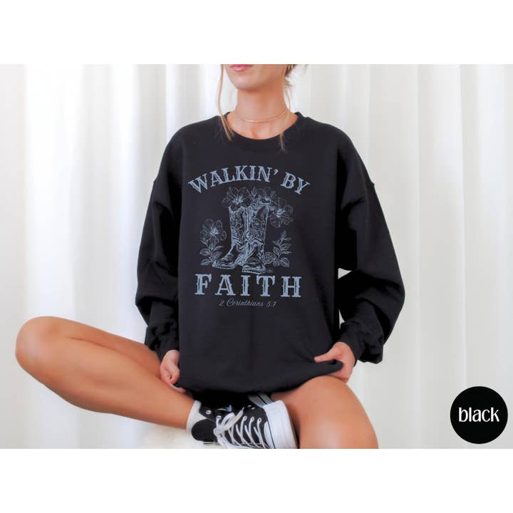 NVC Ecommerce LLC - Wholesale Graphic Sweatshirt - Women's - Cowgirl Aesthetic Christian Shirt, Western Faith Sweatshirt3