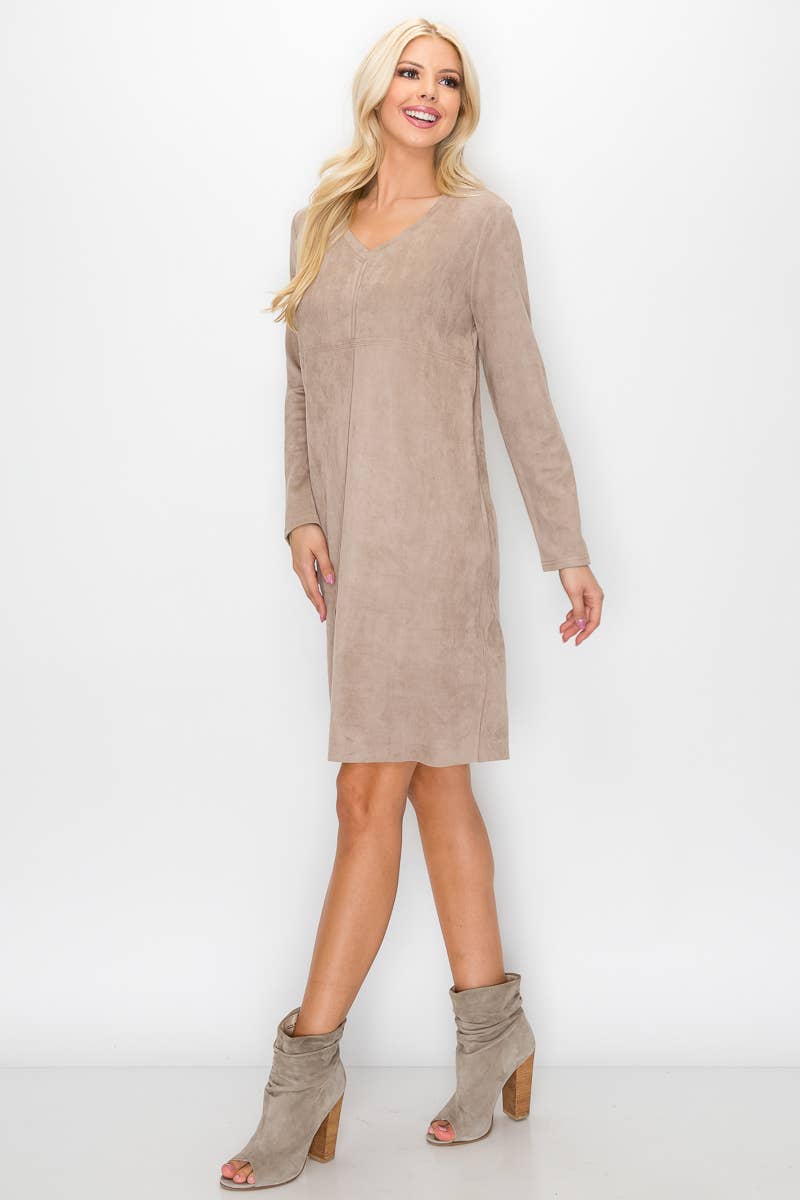 Joh Apparel – Vestido - Mulher por atacado – Vestido Aurora Stretch Camurça com Decote em V SEM Bolsos20