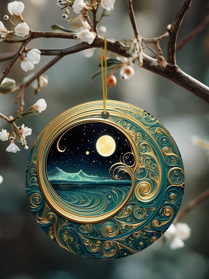 Starry Night Teal & Gold Celestial Keepsake Ornament and other Purchase Wholesale merry makers. Free Returns & Net 60 Terms on Faire trending on Faire.