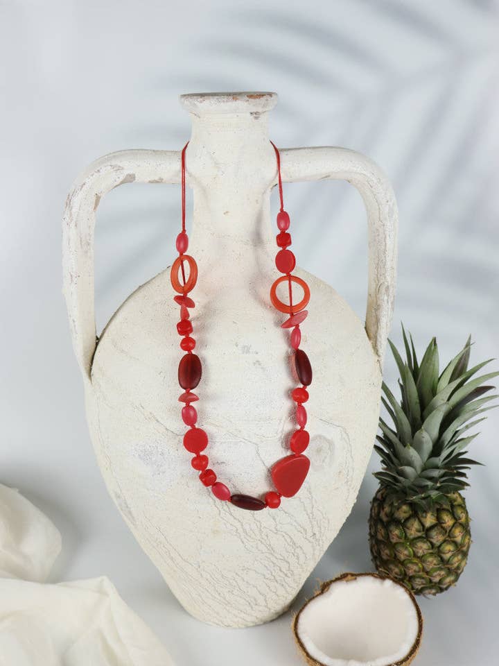 Resin Bead Necklace - Kihei - Red for wholesale by Nakoa The Label
