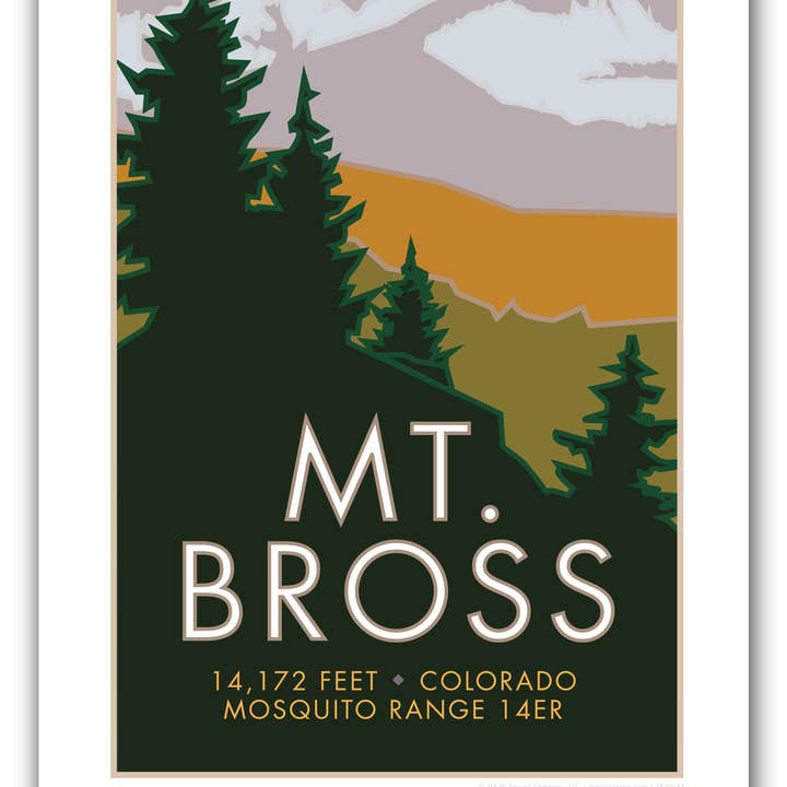 Monte Bross, Colorado - Colorado 14er - Poster per la vendita all'ingrosso da parte di Travel Posters by M&W Design Co.