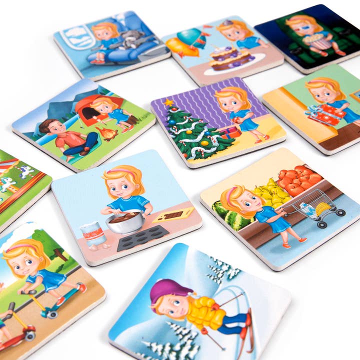 Kluzoo - Vendita all'ingrosso Carte didattiche - Bambini e neonati - Day Planner Girls - 72 carte magnetiche con routine quotidiana