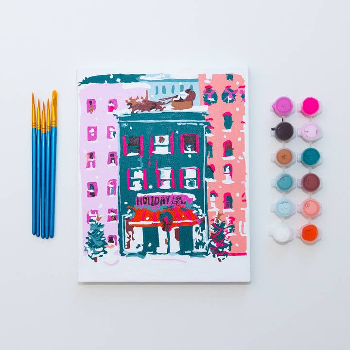 Holiday Bookstore by Nysha Lilly Paint by Numbers Framed Mini for wholesale by paint anywhere