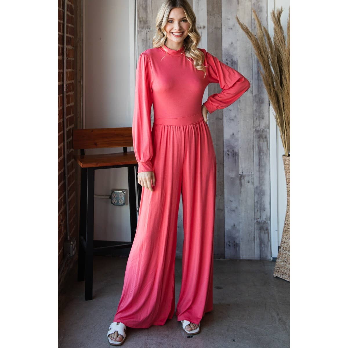 Veveret - Vente Combinaison – femme - P70590 - Combinaison à col montant et jambes larges5