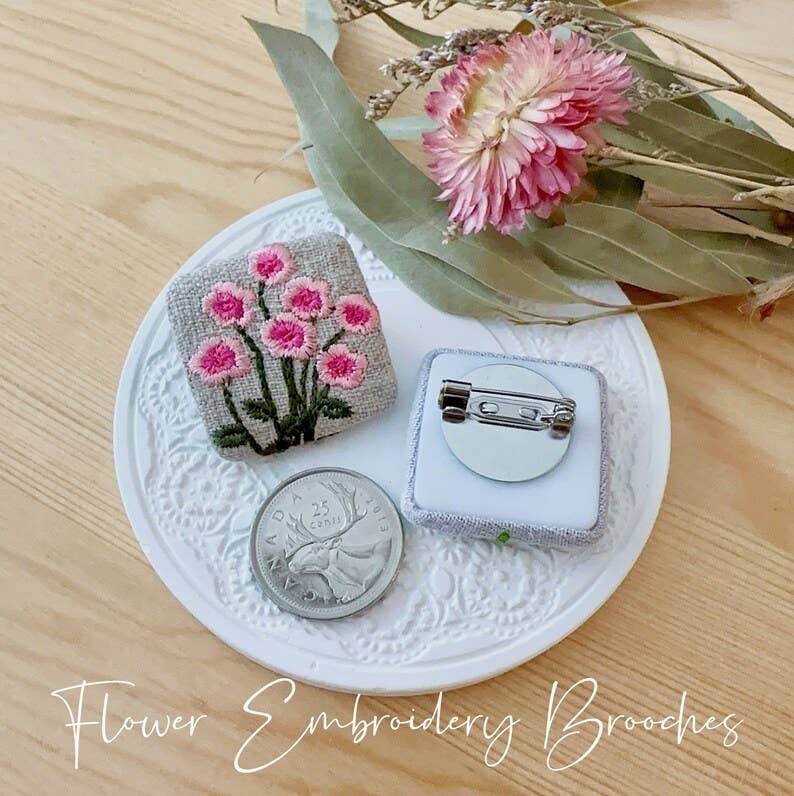 Giggle with Love - Wholesale Brooch - Floral Embroidery Brooch Pin| Handmade Girl Embroidered Pin3