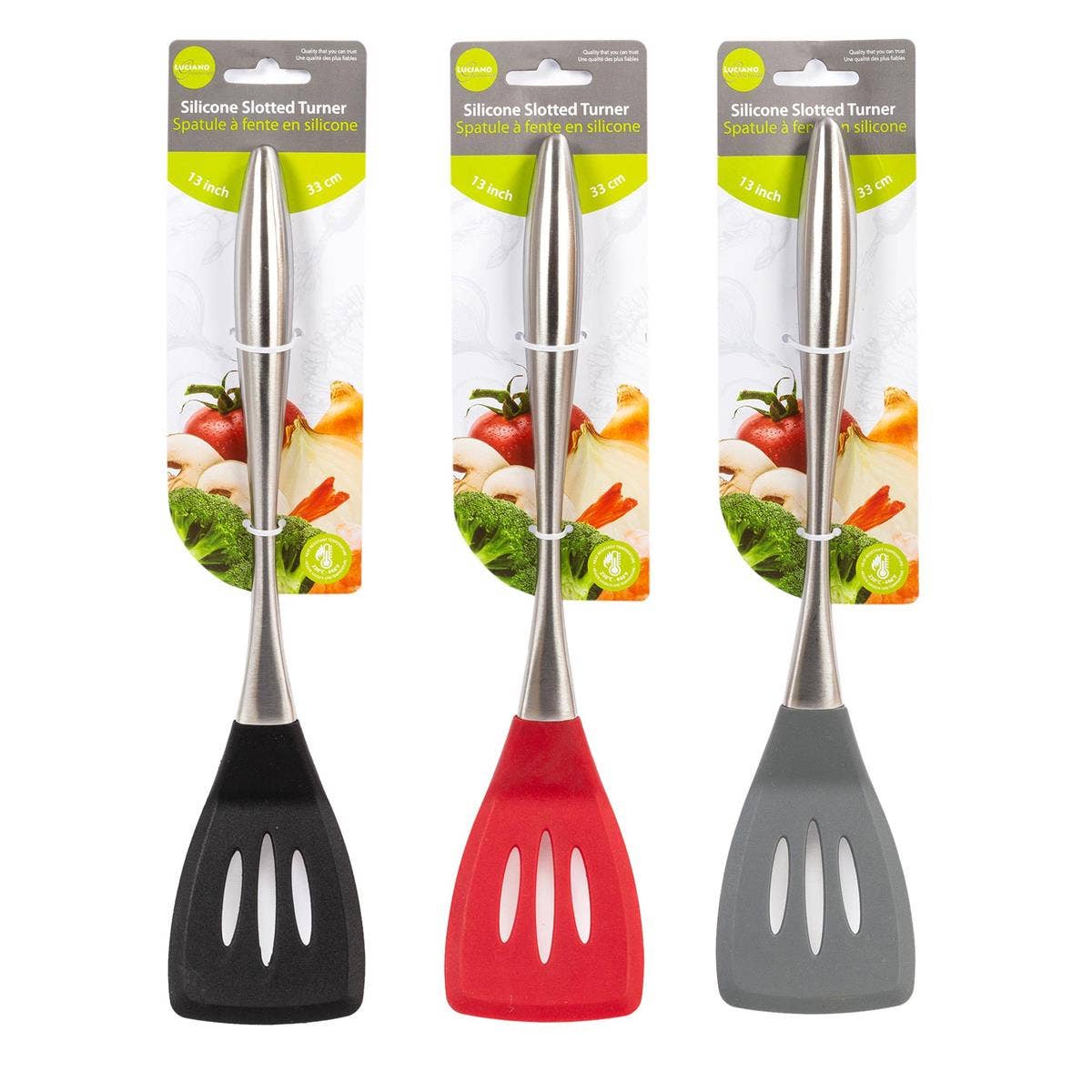 Luciano Gourmet - Vente Assortiment d'ustensiles de cuisine - Ensemble d'ustensiles de cuisine en silicone L.Gourmet en acier inoxydable3