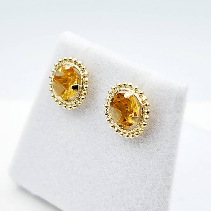 10K Yellow Gold Citrine 1.5ct Earrings for wholesale by Best Jewelry Set