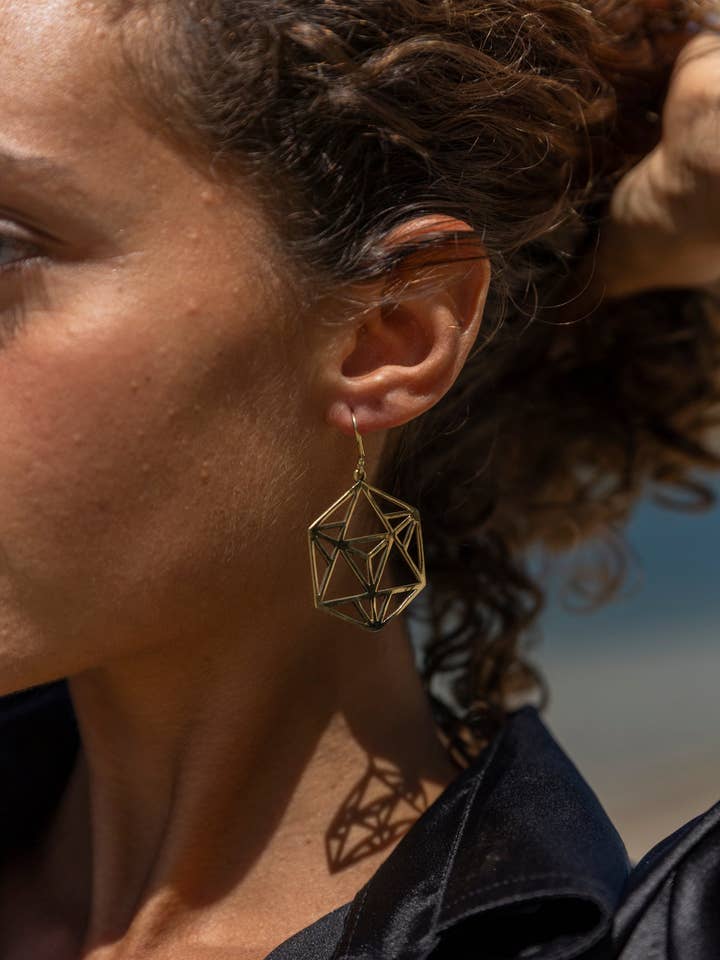 Enigma Earrings - Brass for wholesale by Arya Clothing