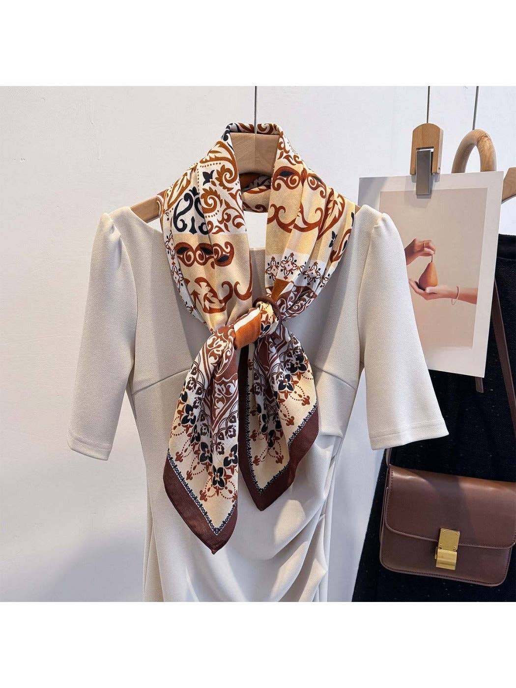 Funkyrel® Atzbranding Limited - Wholesale Scarf - Women's - Scarvii - 35'' Vintage Boho Print Square Scarf - Chic & Classic6