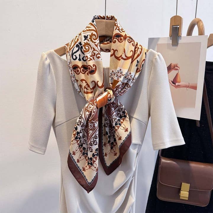 Funkyrel® Atzbranding Limited - Wholesale Scarf - Women's - Scarvii - 35'' Vintage Boho Print Square Scarf - Chic & Classic6