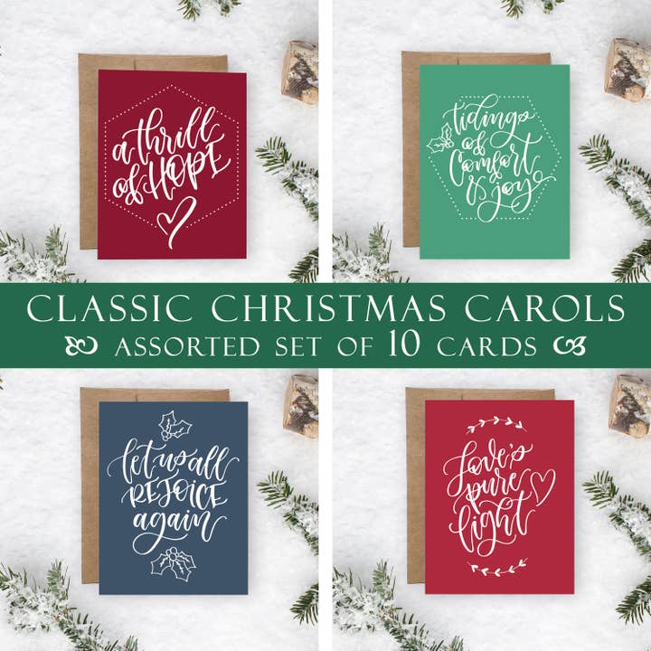 Assorted Set Christmas Carol Holiday Greeting Card for wholesale by Elizabeth Denniston Design