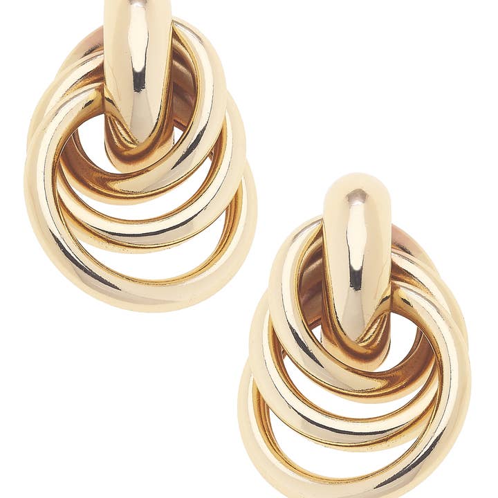 Joanie Knot Earrings in Shiny Gold for wholesale by Canvas Style