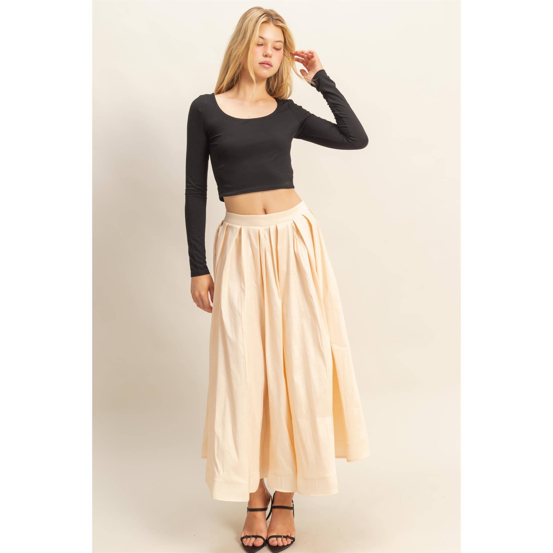 HYFVE - Vendita all'ingrosso Gonna - Donna - Gonna midi a pieghe classica a trapezio1