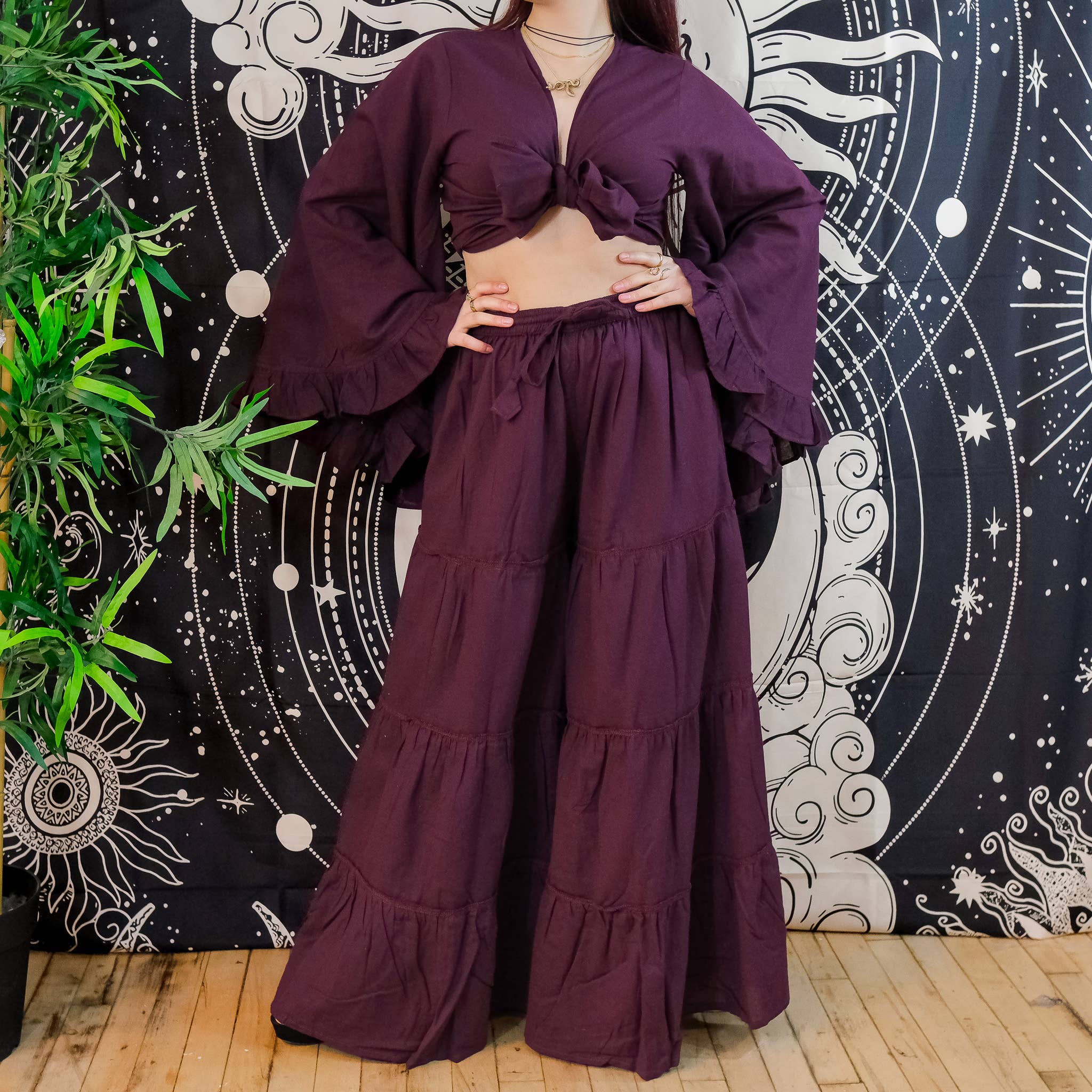 Karma Nepal Crafts - Wholesale Top & Pant Set (NOT Loungewear) - Women's - Cotton Flowy Tiered Pant with Ruffle Sleeve Set17