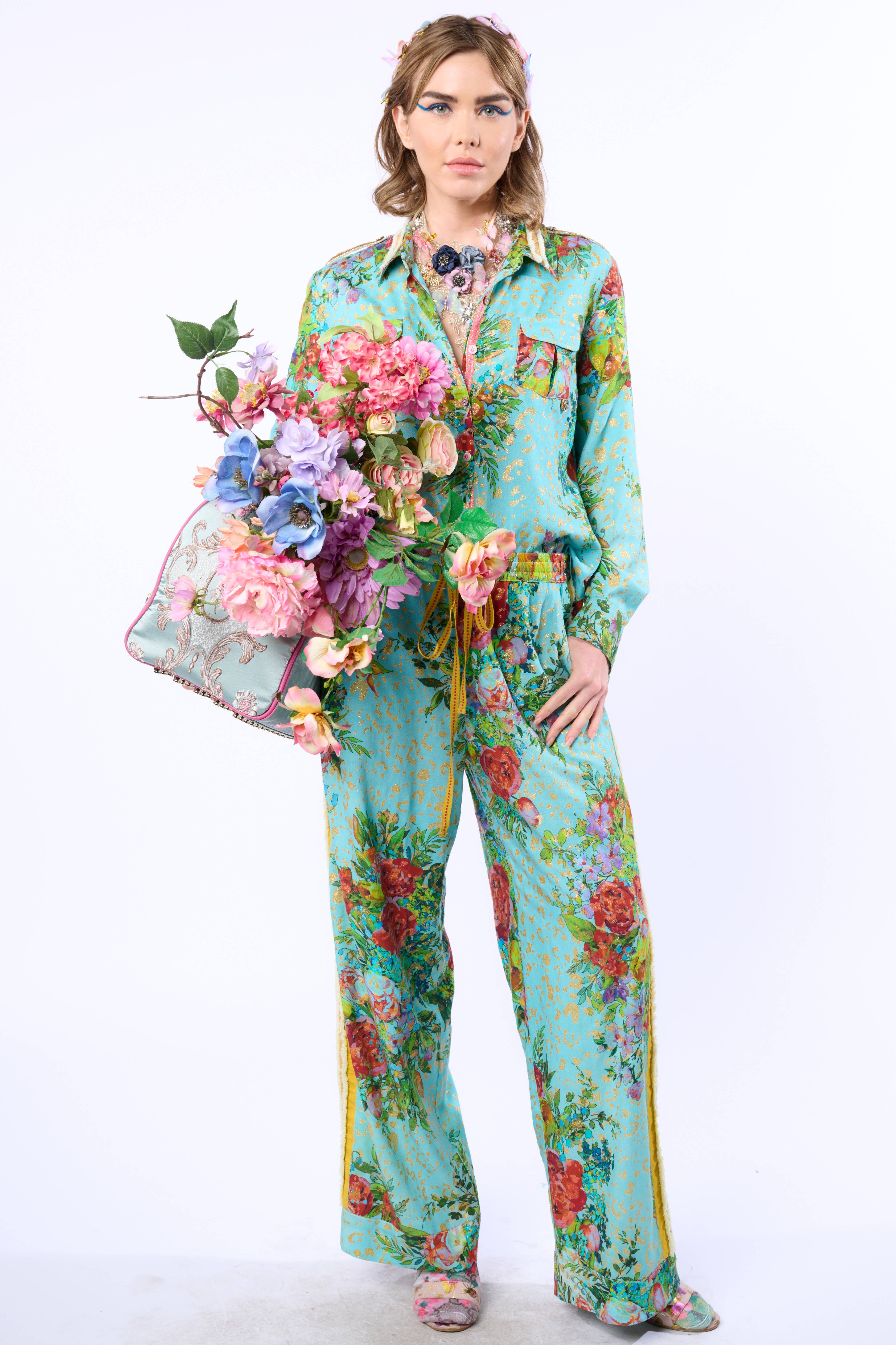 Imprimé Aqua Pantalon Cordelia en vente sur Faire1