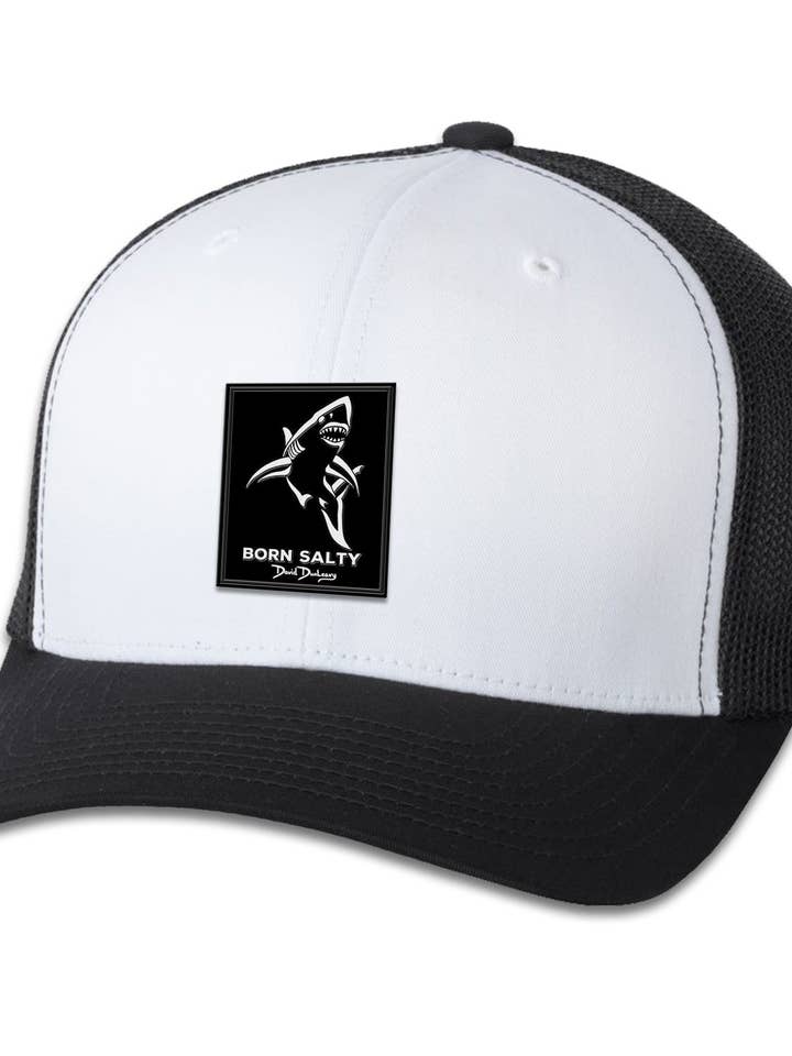 Nato Salato Squalo Deco 6 Pannello Trucker Flexfit Nero Bianco Nero per la vendita all'ingrosso da parte di David Dunleavy