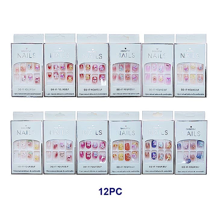 Atlas Fashion - Wholesale Press-On/Fake Nails - Short Teddy Bear Art Press On Nails1