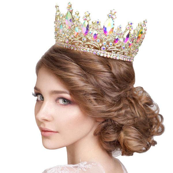 Oval Stone Accented Pageant Crown Tiara for wholesale by Madeline Love
